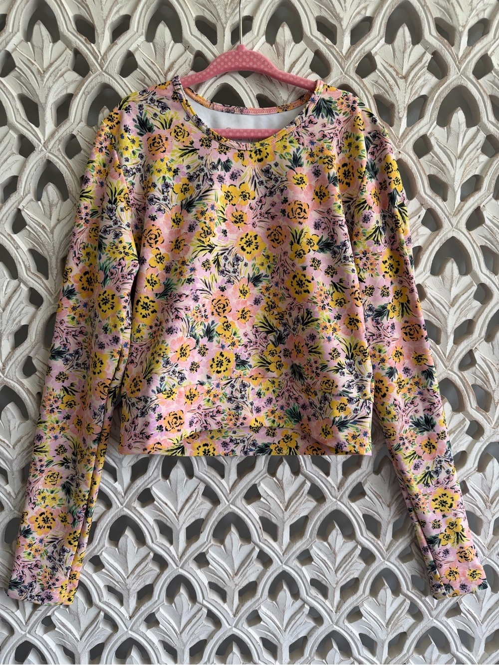SKATIE Girls Floral Long Sleeve Top Pink Yellow